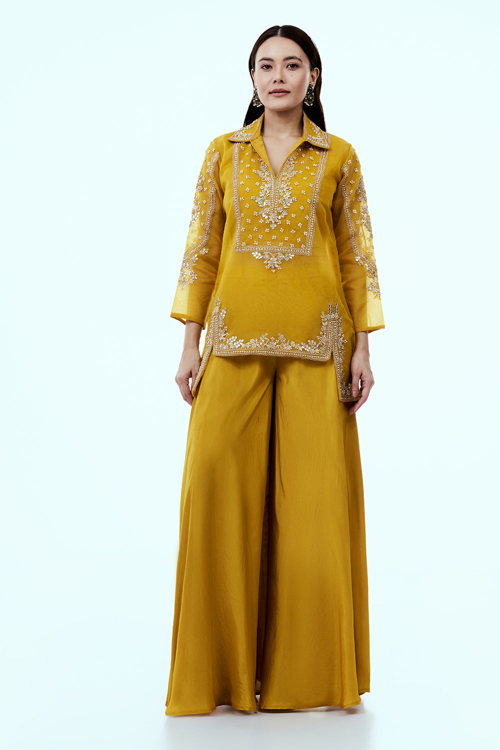 Yellow Uppada Silk Suit Set with Zardosi Work