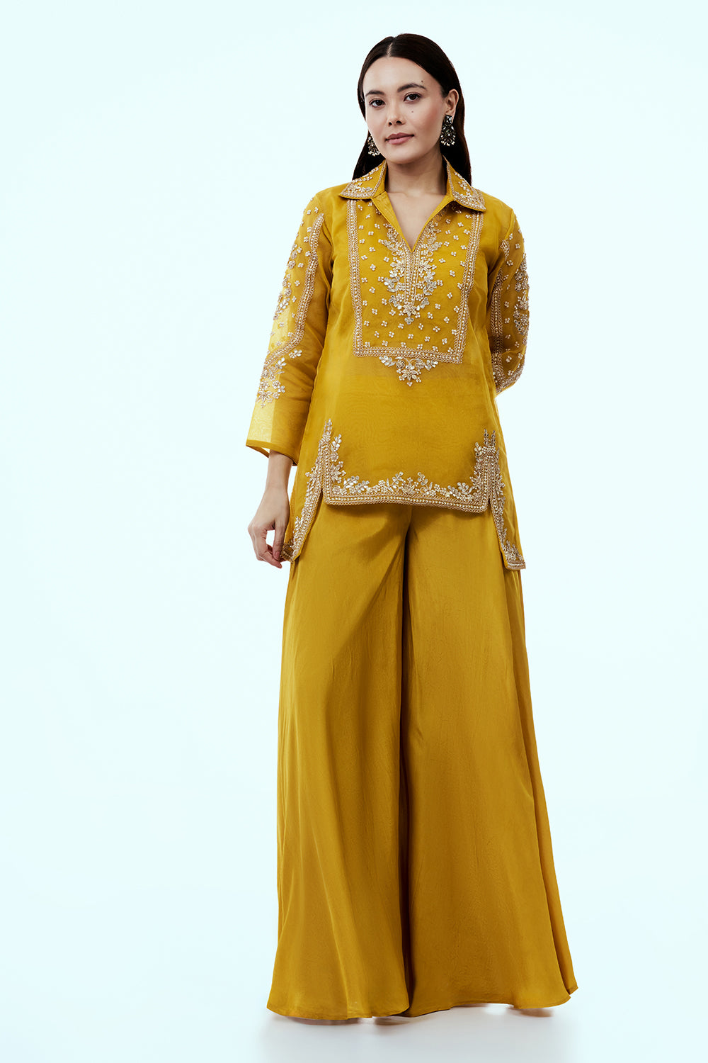 Yellow Uppada Silk Suit Set with Zardosi Work