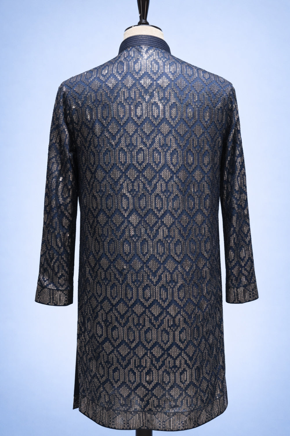 Blue Georgette Kurta Set With Sequins Work