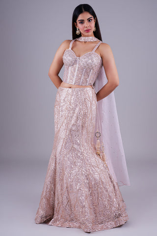 Champagne Blush Corset Mermaid Lehenga