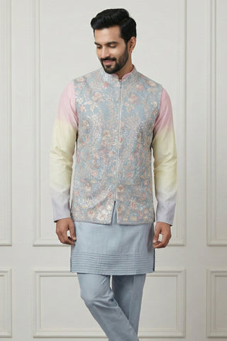 Multi Silk Koti Set With Resham Embroidery And Sequins Work