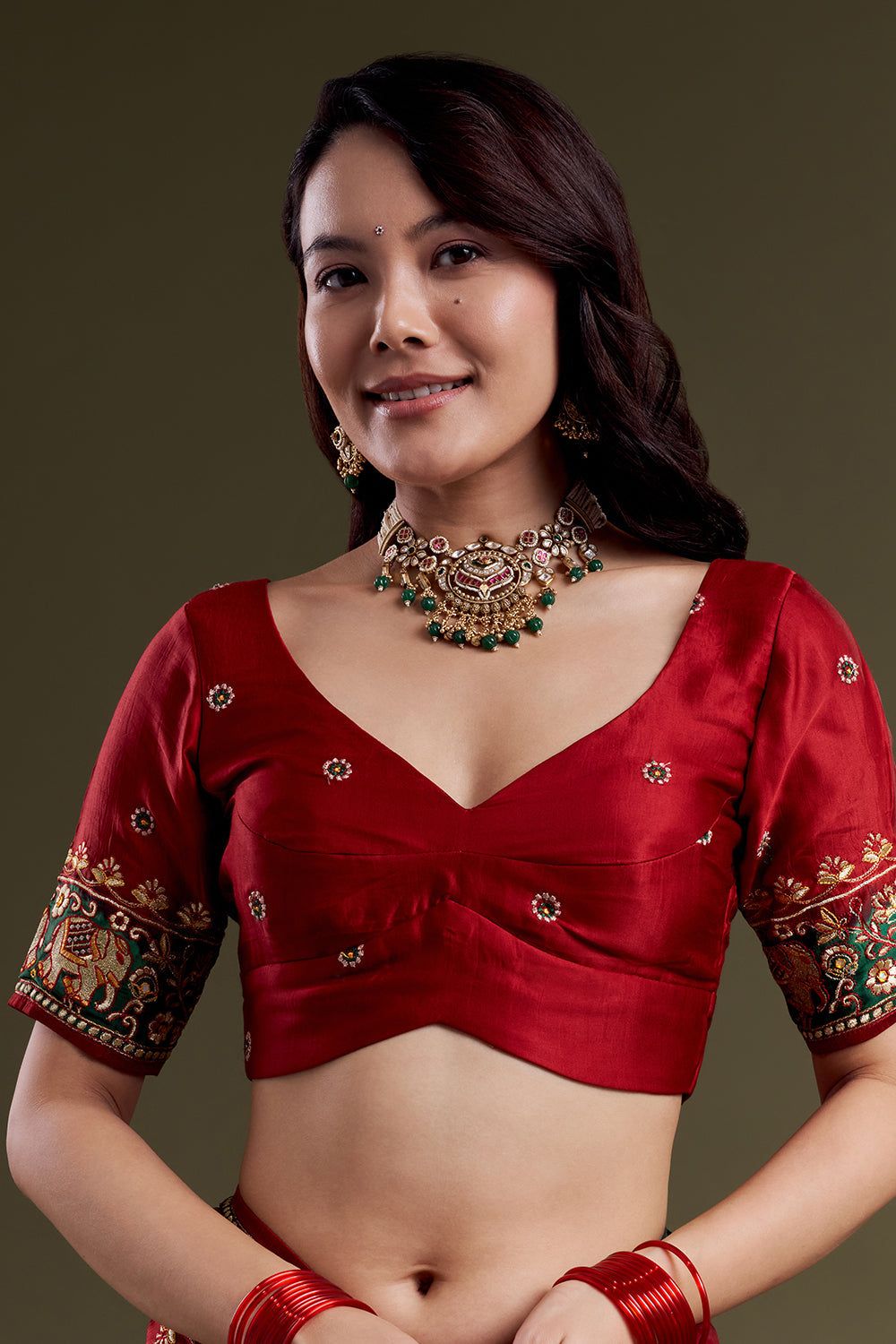 Crimson Heritage Silk Embroidered Saree