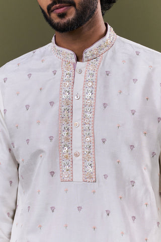 Ivory Nokia Silk Zardosi Bead Kurta Set