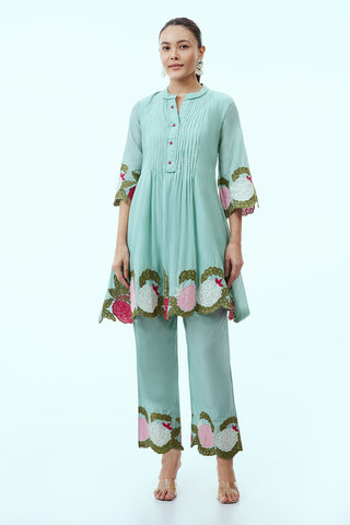 Light Blue Mul Cotton Coord Set with Resham Embroidery