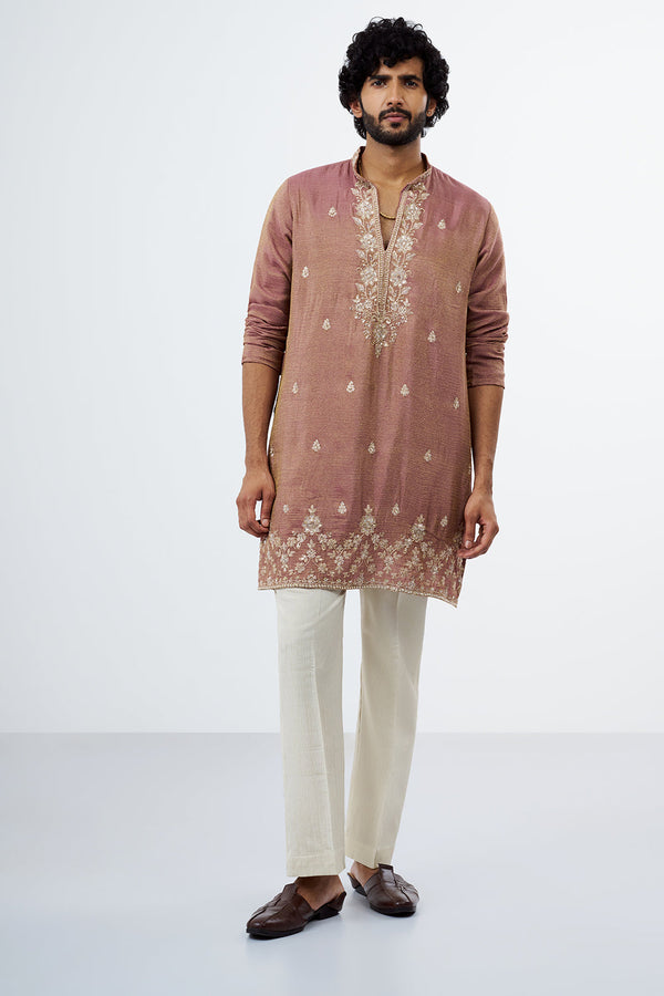 Mauve Embroidered Men's Kurta Set