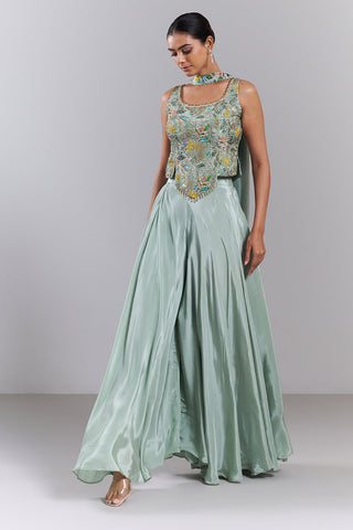 Mint Green Pure Crepe Palazzo Set