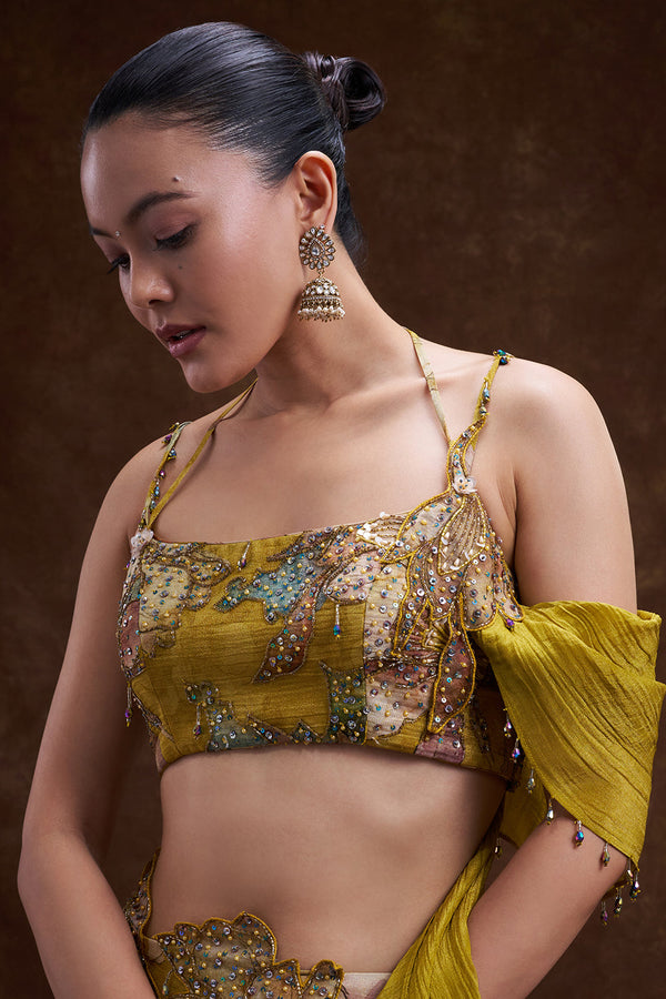 Mustard Yellow Floral Embellished Lehenga Set