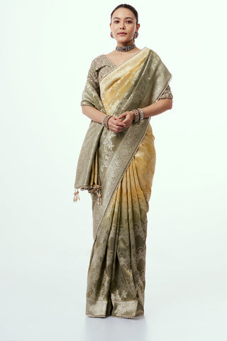 Ombre Banarasi Tissue Silk Ready-to-Wear Saree and Stitched Blouse