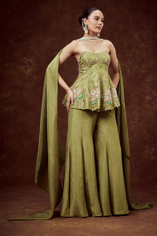Parrot Green Coord Set with Tube Top and Palazzo Pants