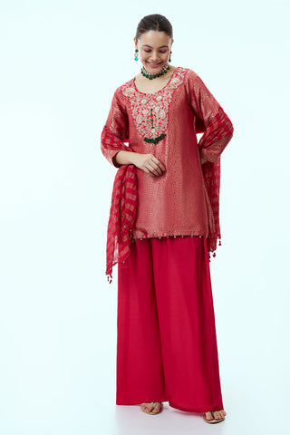 Rani Pink Banarasi Brocade Salwar Suit with Zardosi Accents