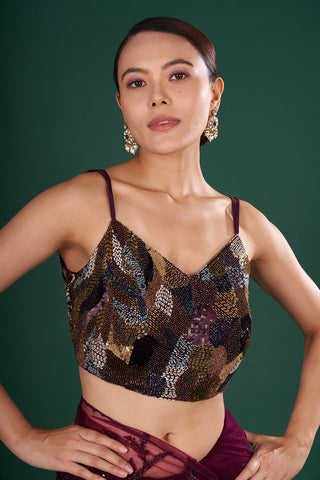 Black Net Abstract Embellished Blouse